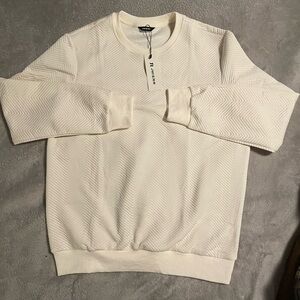 Patterned Cream Crewneck Sweater